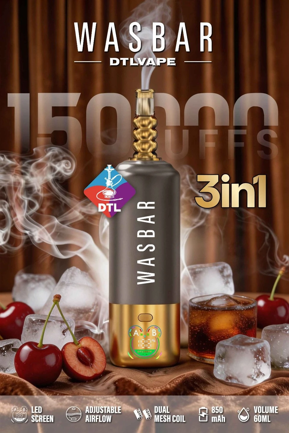 EU Warehouse Wasbar 150K Puffs Disposable DTL Vape best