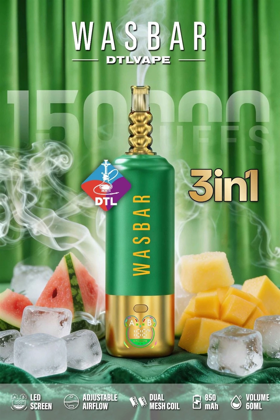 EU Warehouse Wasbar 150K Puffs Disposable DTL Vape factory