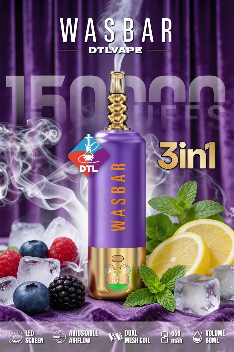 EU Warehouse Wasbar 150K Puffs Disposable DTL Vape price