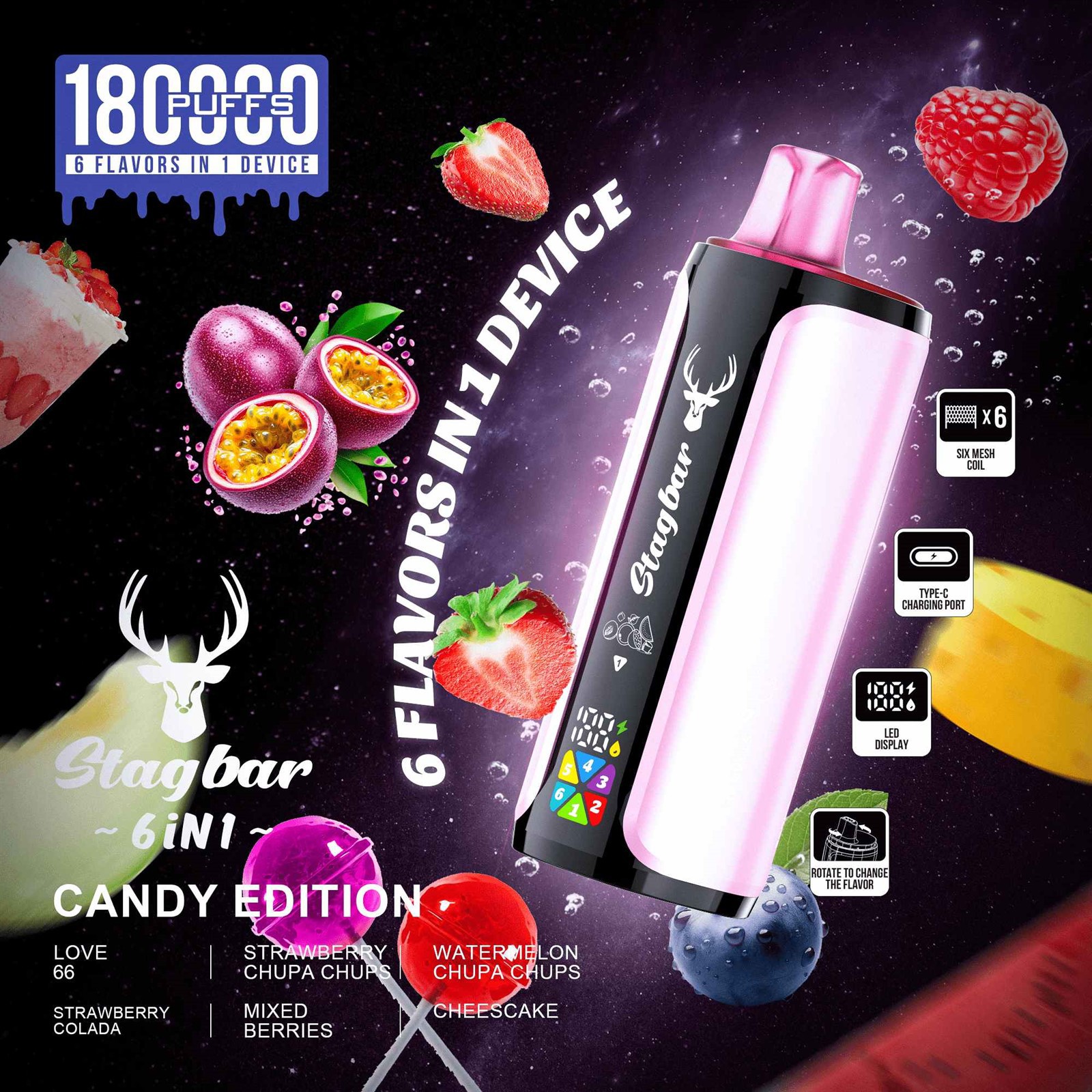 stagbar 6 IN 1 180K Puffs 9 stagbar 6 IN 1 180K Puffs 9