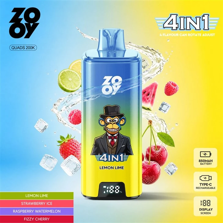ZOOY 4in1 Quads 200k Puffs Disposable Vape EU Warehouse high quality